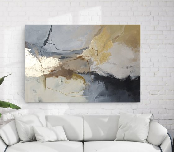 "Desert" Gray beige brown abstract art