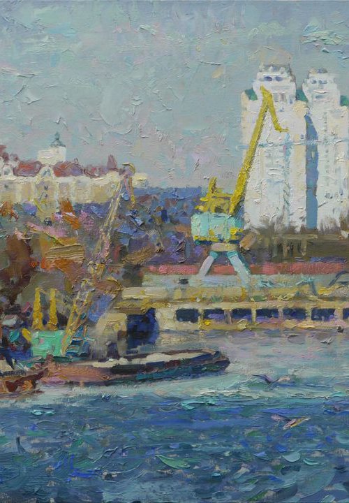 Harbor on the Dnieper in Kiev by Victor Onyshchenko