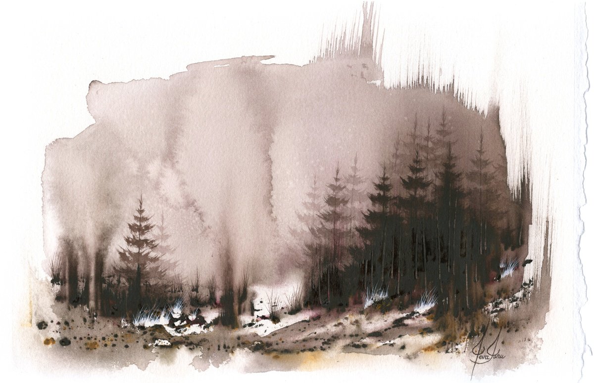 Impressionistic Landscape Watercolour By Ieva Janu, 11 X 7, Places Xxxix, Original Artwork