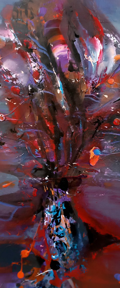 Beautiful velvet reds and purple abstract still life contemporary master O Kloska by Kloska Ovidiu