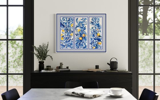 Azul & Citrus Triptych