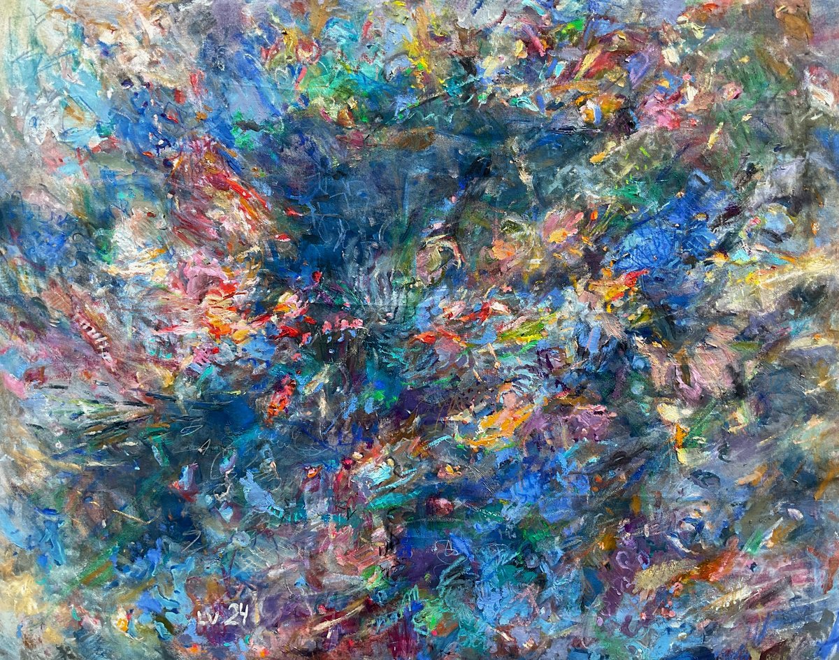 Expressive Abstract Oil Painting By Lana Verdi, 58 X 46", Ballo Tondo, Original Artwork