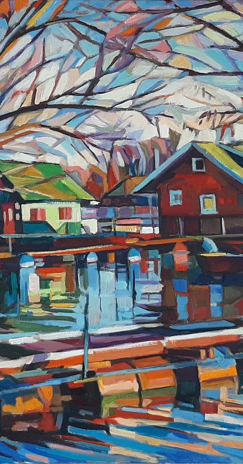 Cottages on the river by Maja Đokić Mihajlović