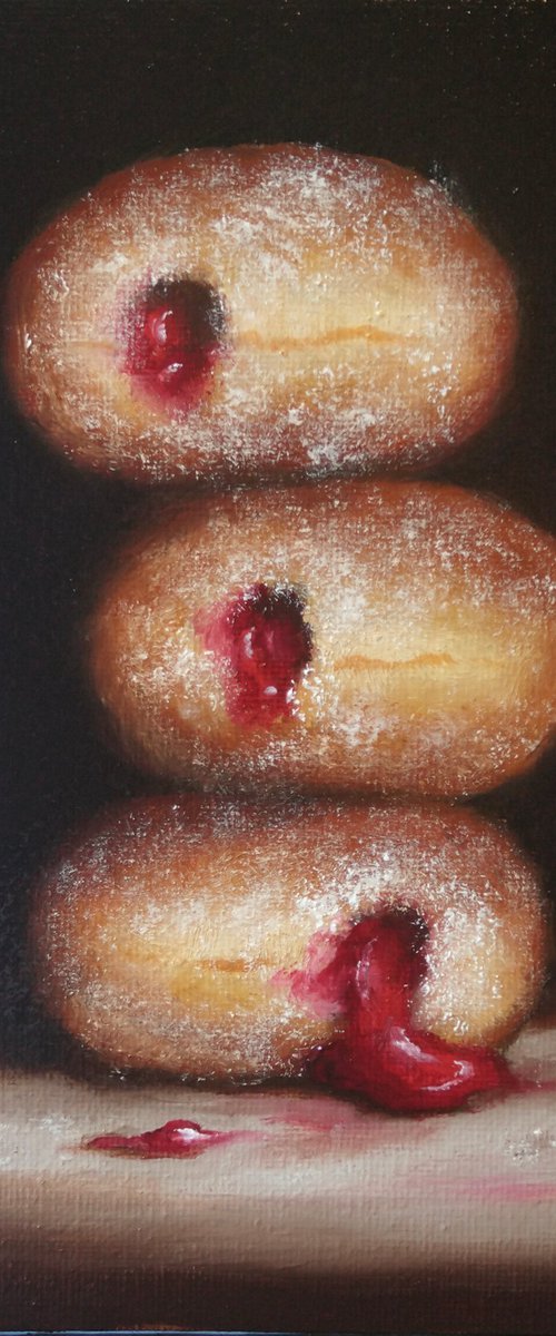 Jelly jammy  Donuts still life by Jane Palmer Art