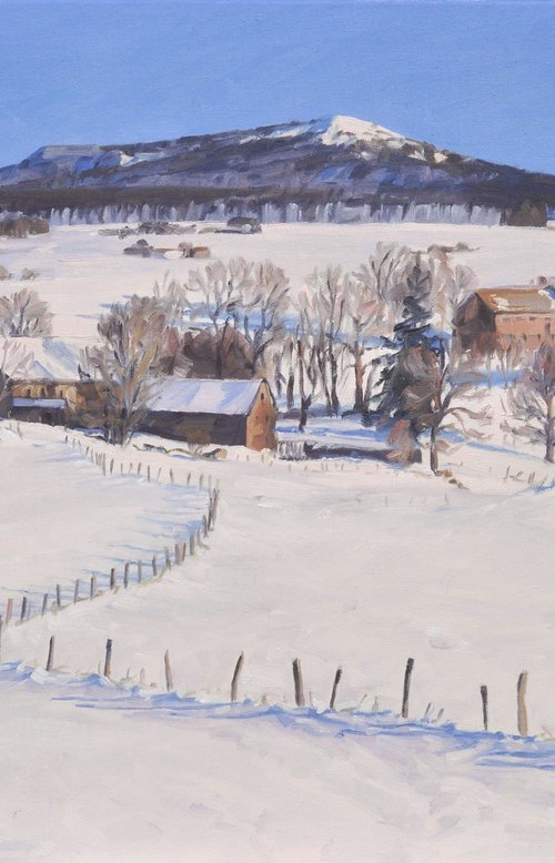 Snowy Farms at the Foot of Mount Alambre by ANNE BAUDEQUIN