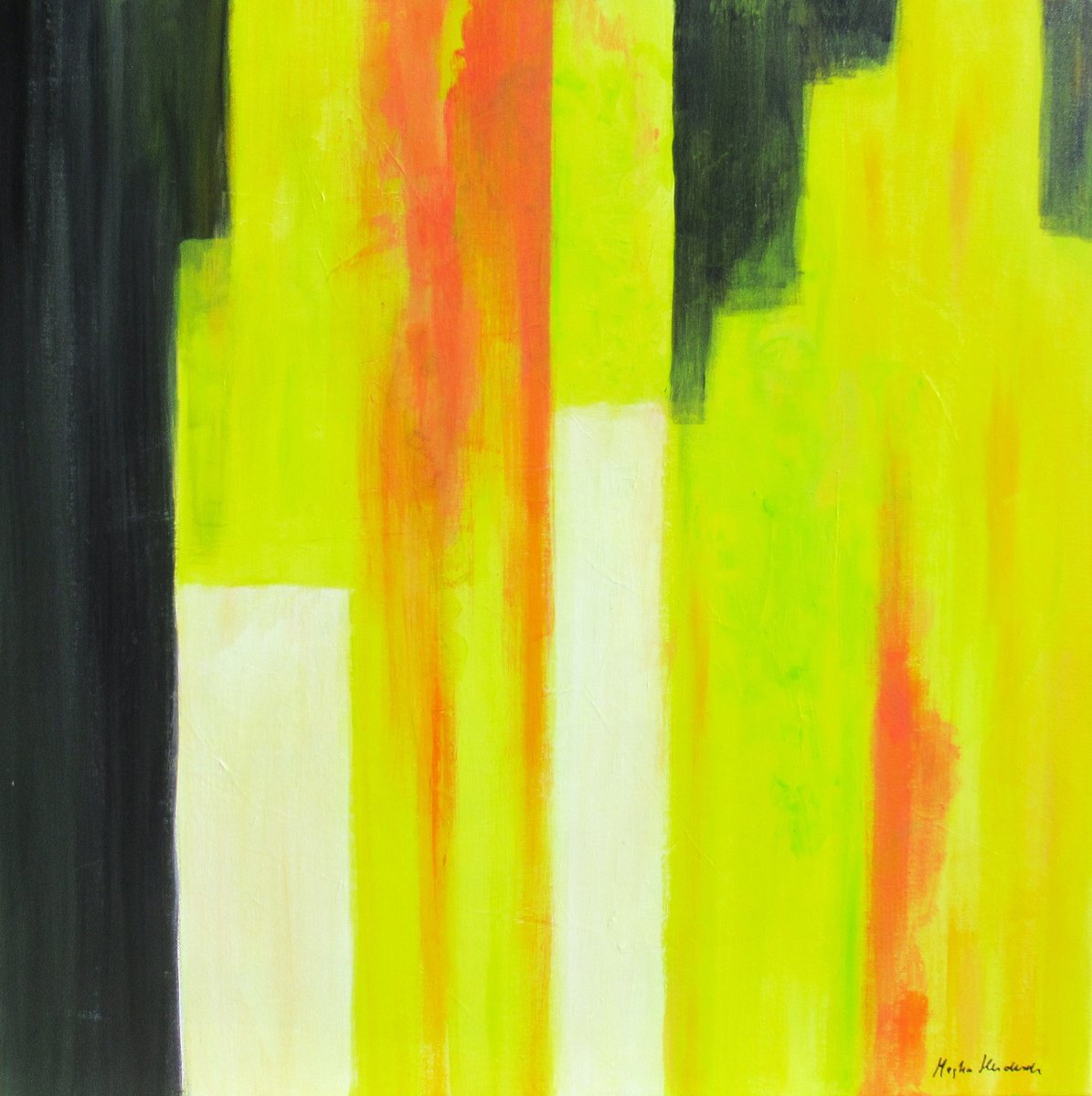 Abstract Acrylic Painting By Megha Hendrick., 26 X 26", A New Day., Original Artwork