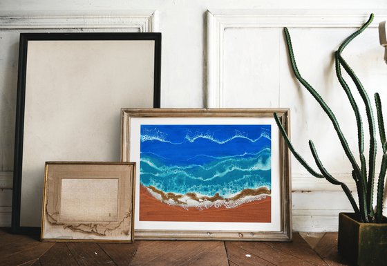 Tropical golden beach - original resin seascape