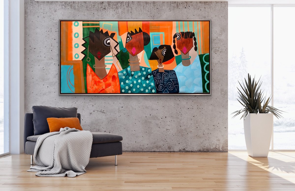 A Good Gossip By Rashna Hackett, 72 X 36, Artwork For Sale On Artfinder