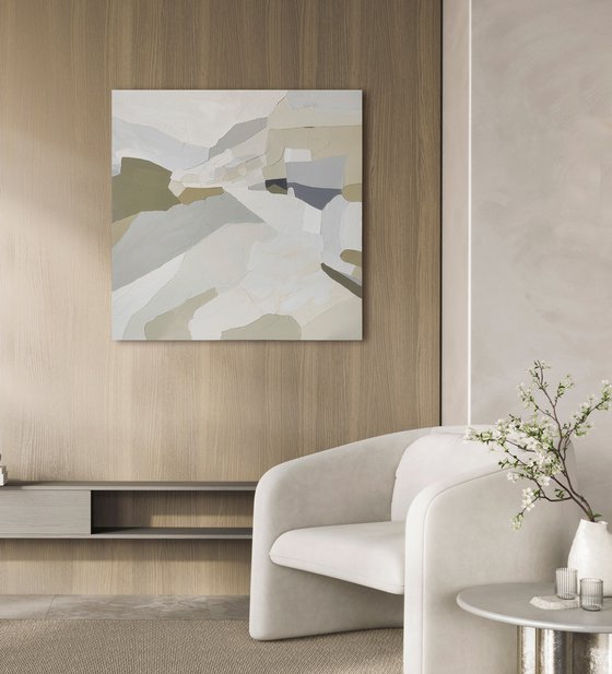 "Aura 4" Beige olive blue abstract art