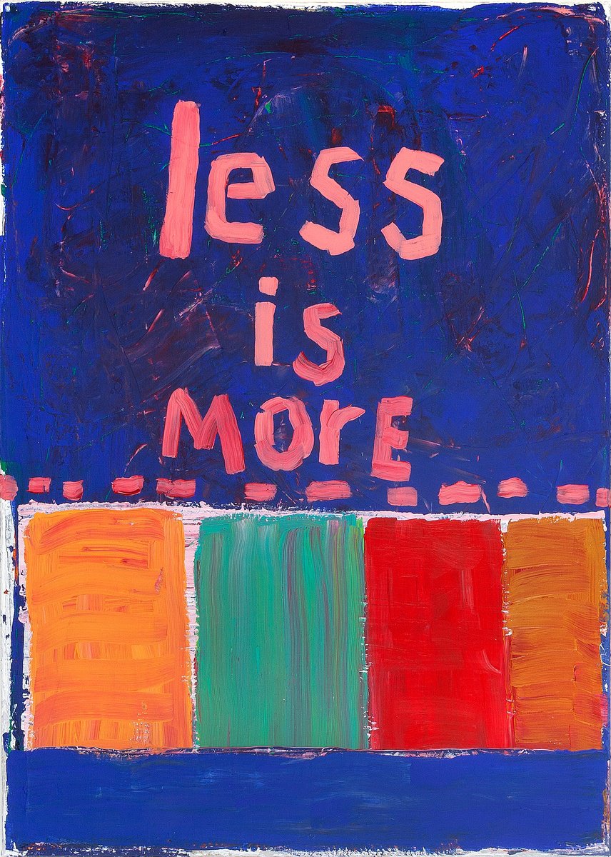 Typographic Abstract Acrylic Painting By Tommy Lennartsson, 20 X 28", Less Is More, Original Artwork