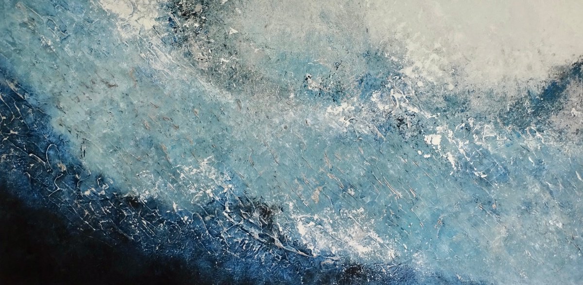 Abstract Acrylic Painting By Mel Davies Original Art, 39 X 20", Silver Lining 2, Original Artwork