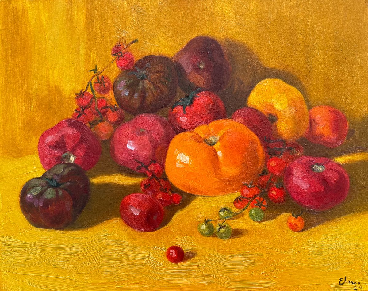 Still life with Tomatoes by Elina Arbidane
