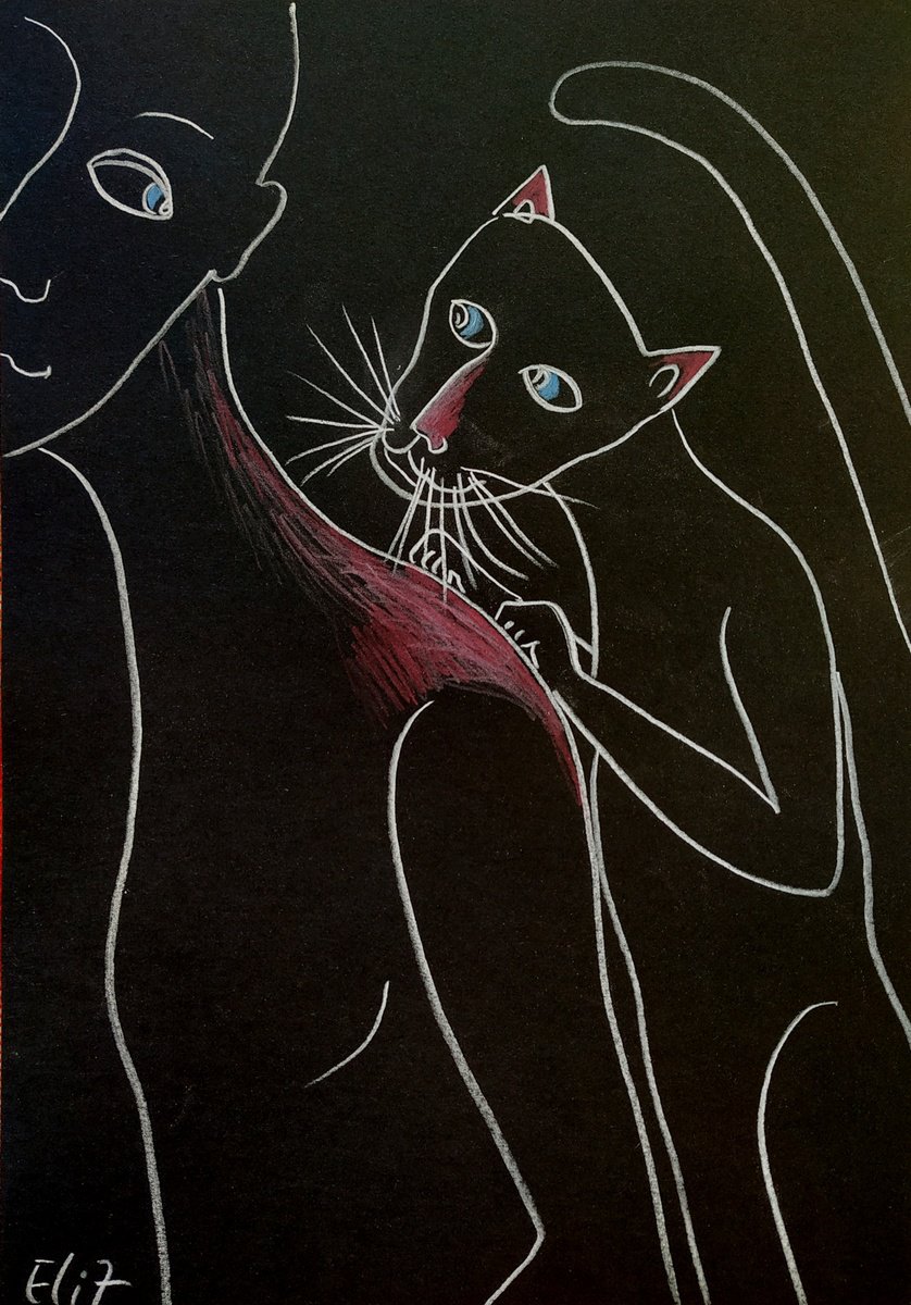 Expressive Animal Pencil Drawing By Elisheva Nesis, 9 X 13, Back Rub, Original Artwork