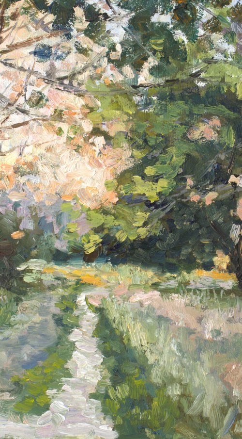 Pathway to Sunset Impressionism by OLEG KAMAEV