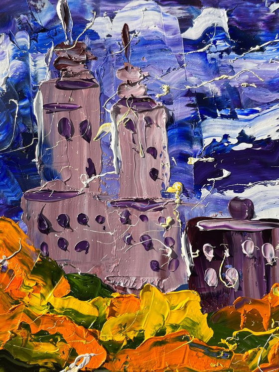 New York Painting Cityscape Original Art Fall NYC Oil Impasto Artwork Small Home Wall Art 8 by 10" by Halyna Kirichenko