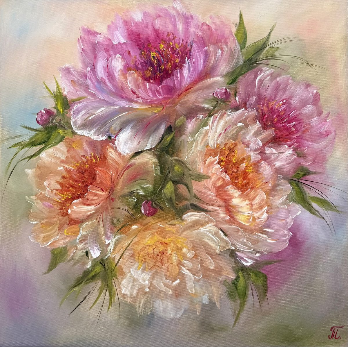 Magic Peonies Series - Gift For Her By Tanja Frost, 20 X 20, Artwork For Sale On Artfinder