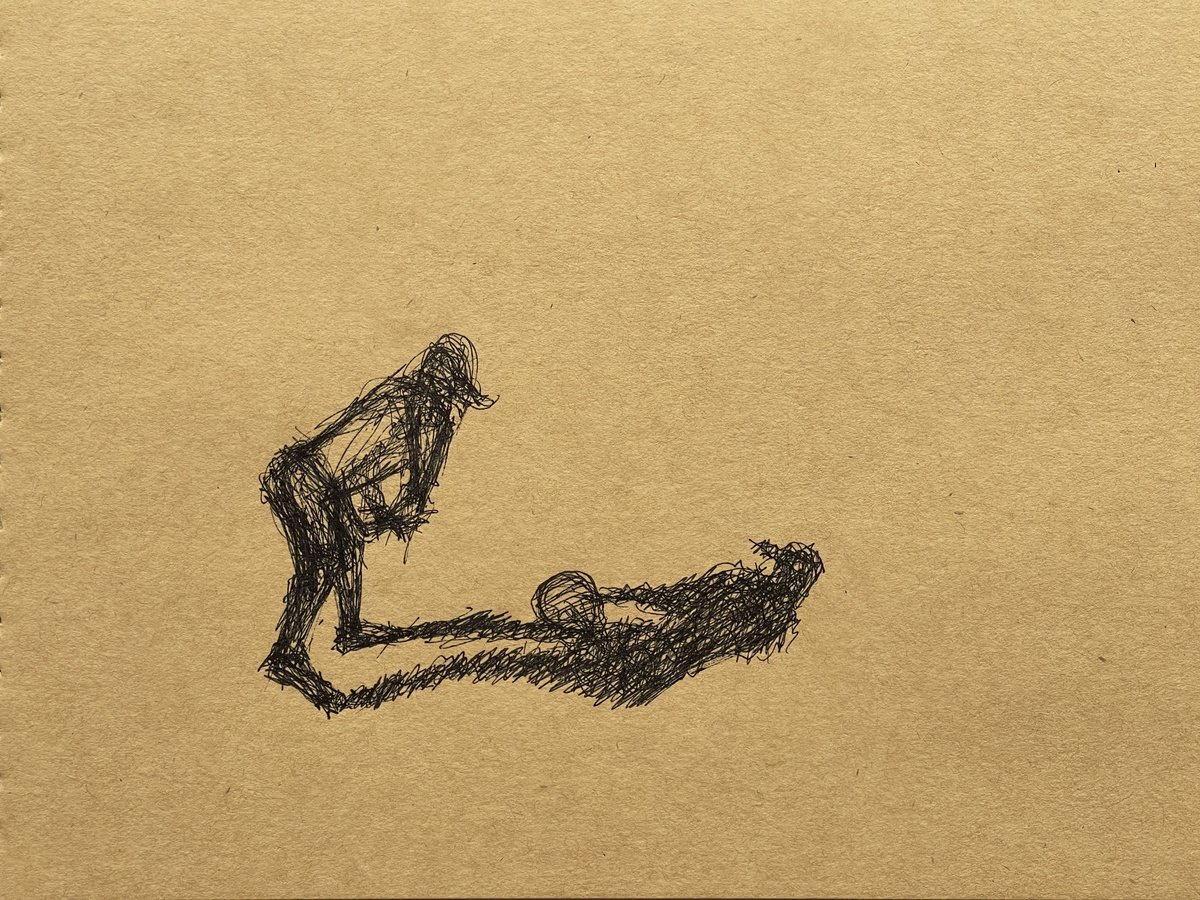 Expressive Portrait Ink Drawing By David Lloyd, 8 X 6, Serving Shadows 2, Original Artwork