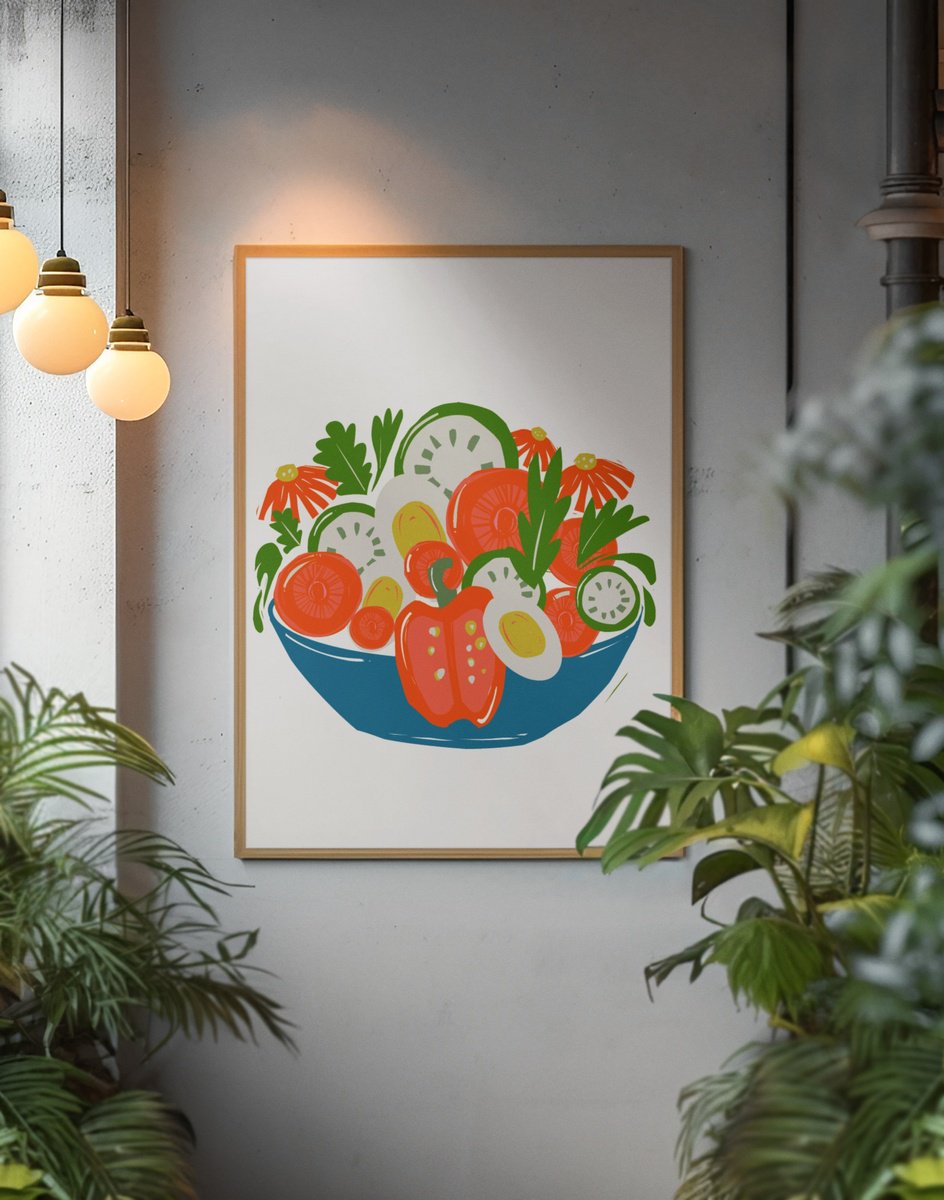 Still Life Giclee Print By Emma Evans-Freke, 17 X 24, Salad Bowl, Original Artwork