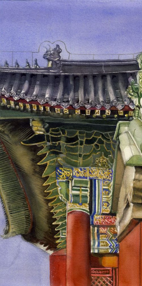 palace roof at Forbidden City by Alfred  Ng