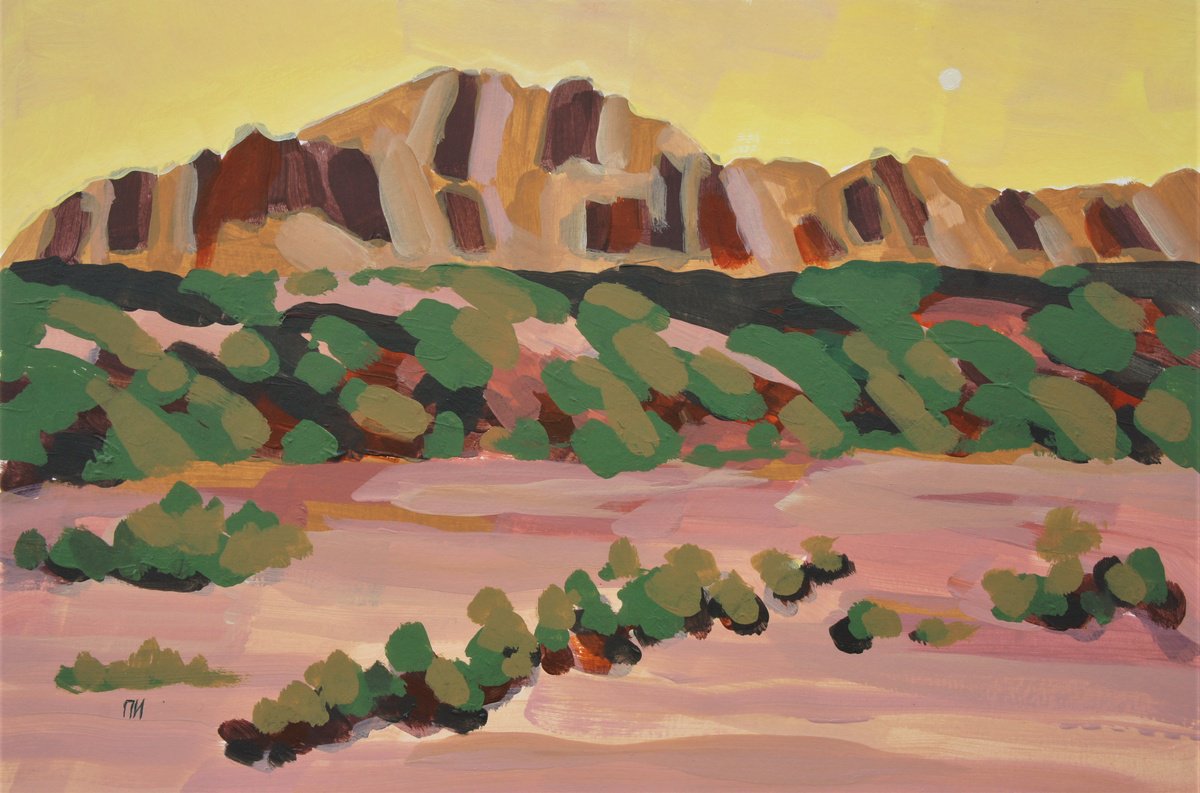 Impressionistic Landscape Acrylic Painting By Irina Plaksina, 13 X 9, Sonora, Arizona, Original Artwork