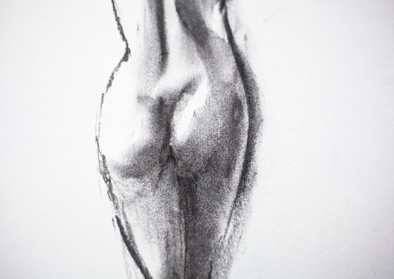 Nude in charcoal. 41. Black and white minimalistic female girl beauty body positive