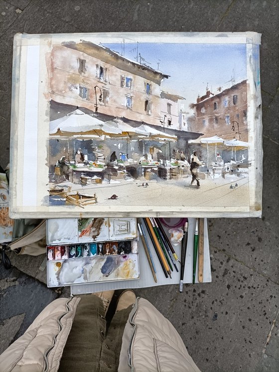 Italian market in Trastevere