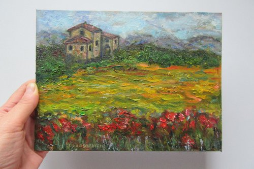 Abstract Oil Painting Tuscany Landscape | Vibrant Small Painting | Peaceful Aesthetic | Summer Dream House | Country Life Home Style | Creative Kitchen Design | Summer Vibes | Family First | Classical Fine Art by Katia Ricci