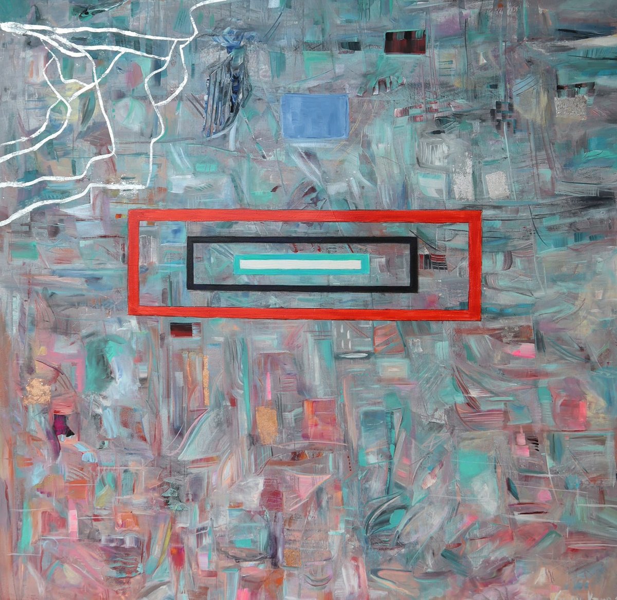 Abstract Painting By Samah Kthar, 36 X 36", Guest On Earth, Original Artwork