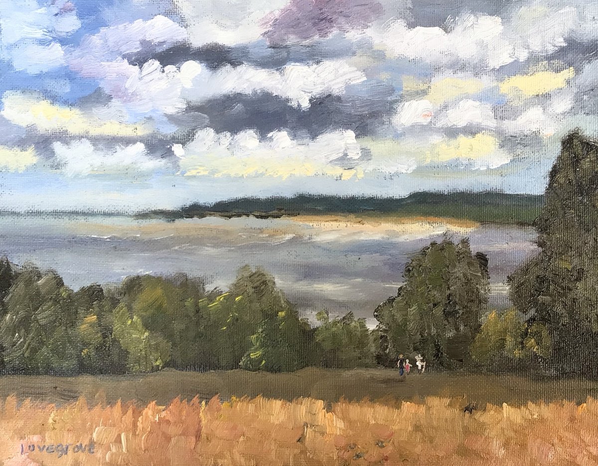 Impressionistic Landscape Oil Painting By Julian Lovegrove Art, 10 X 8", View Across The Bay,, Original Artwork