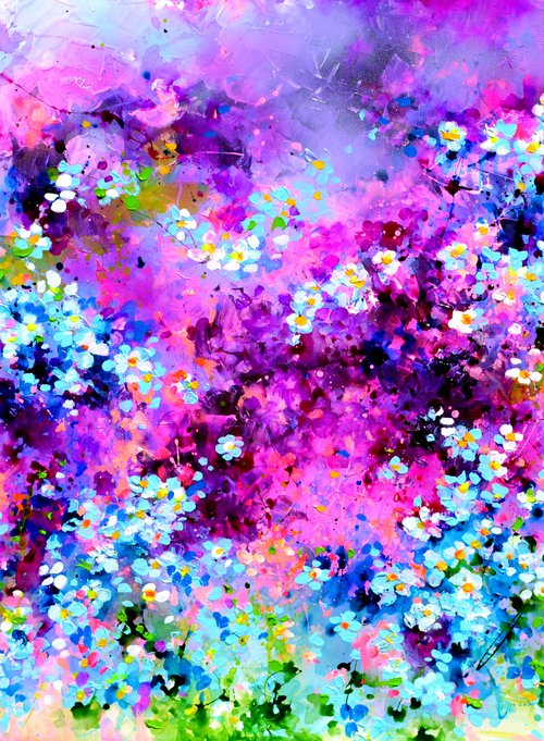 Wild Forget Me Not Floral Field by Soos Roxana Gabriela