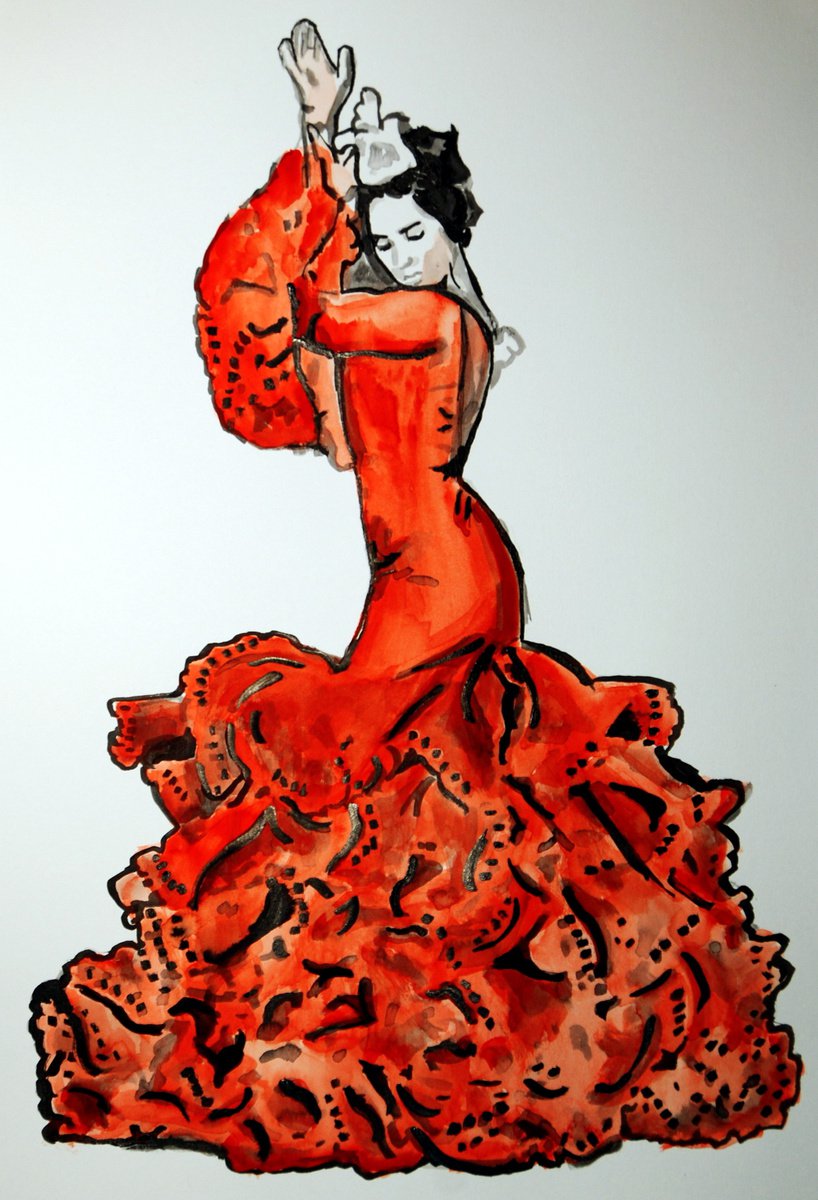 Flamenco dancer / 50 x 35 cm by Alexandra Djokic