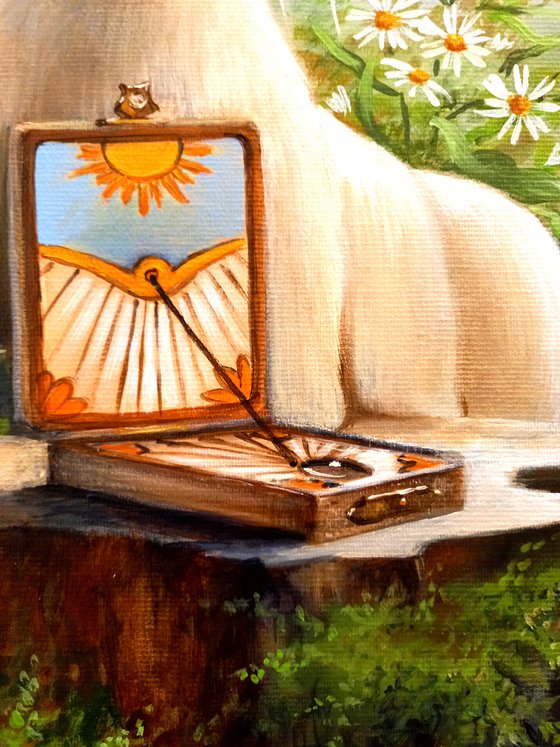 "The sundial " - original acrylic on canvas 50 x 40 cm / 20 x 16 inches