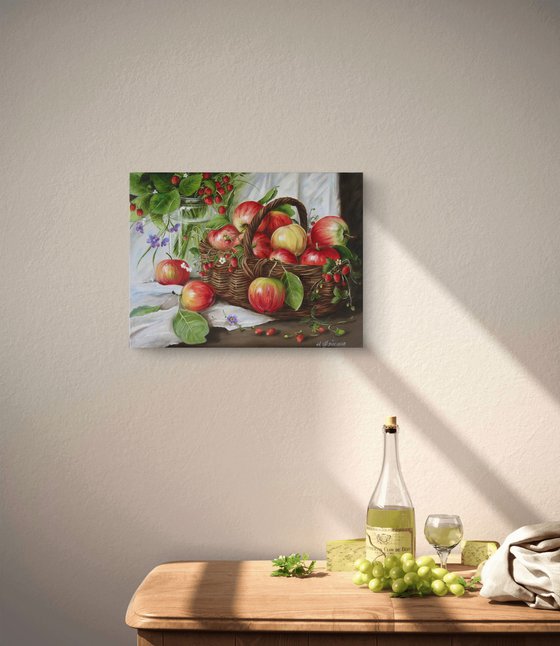 Apples and Wild Strawberries Still Life
