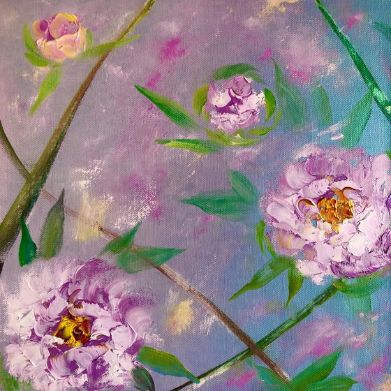LITTLE CHARM - Lovely peonies. Beautiful flowers. Purple decor. Decoration. Flight. Fantasy. Chic.