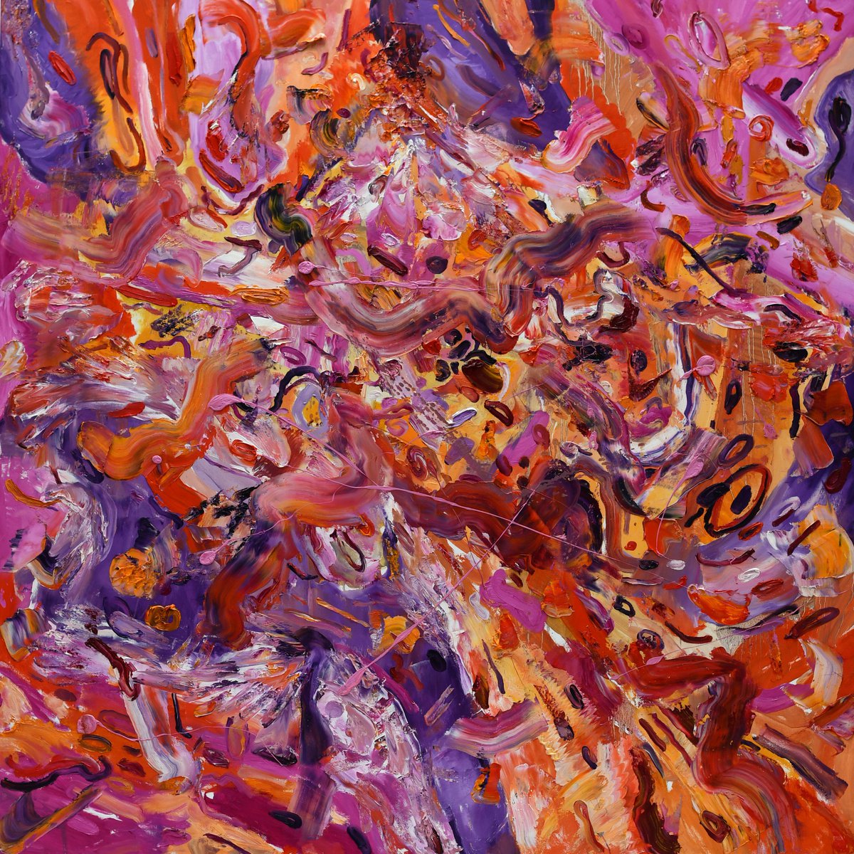 Expressive Abstract Oil Painting By Dominic Virtosu, 59 X 59, Muscle Memory, Original Artwork