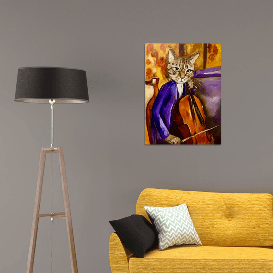 Cat  Troy as an Cellist inspired by portrait of Amedeo Clemente Modigliani