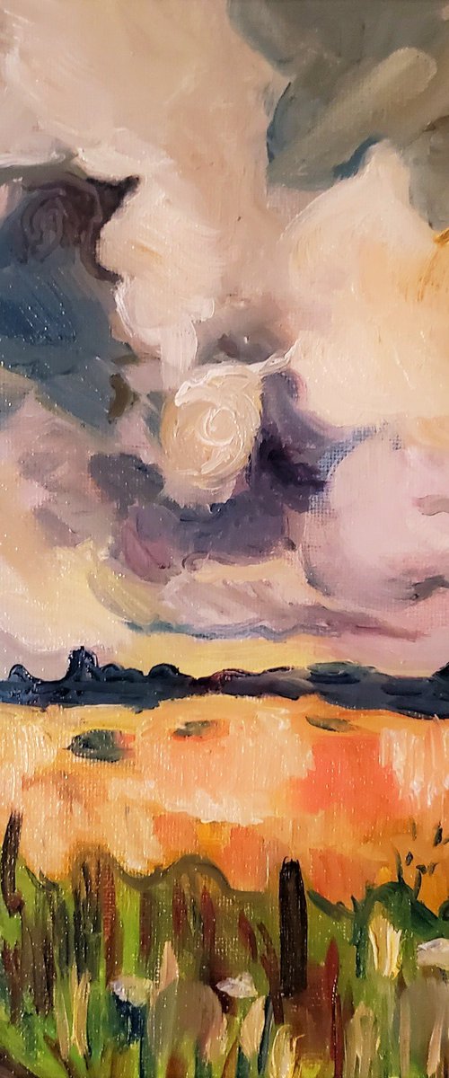 Storm over august field by Lydia Knox