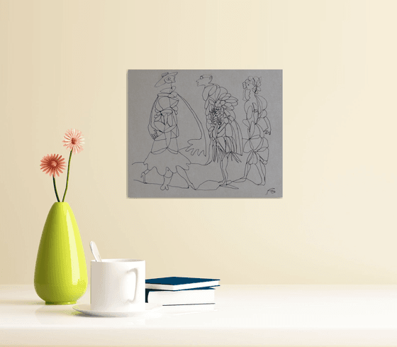 Alice in Wonderland 2, Surrealist drawing, 23x19 cm