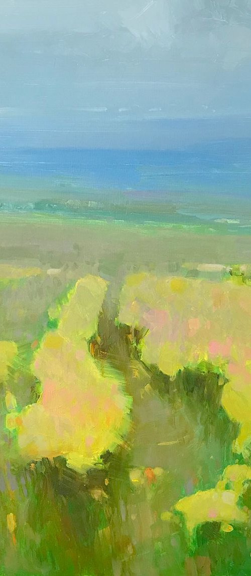Yellow Flowers, Original oil painting, One of a kind Signed by Vahe Yeremyan