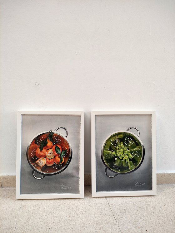 Diptych - colanders with fruits