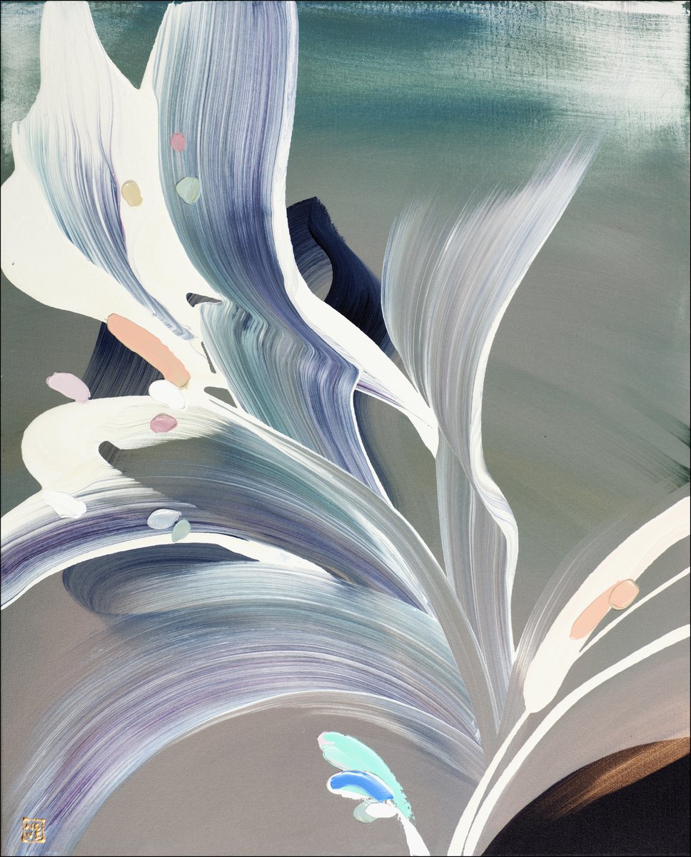 Abstract Acrylic Painting By Novi Lim, 25 X 32", London Rain, Original Artwork