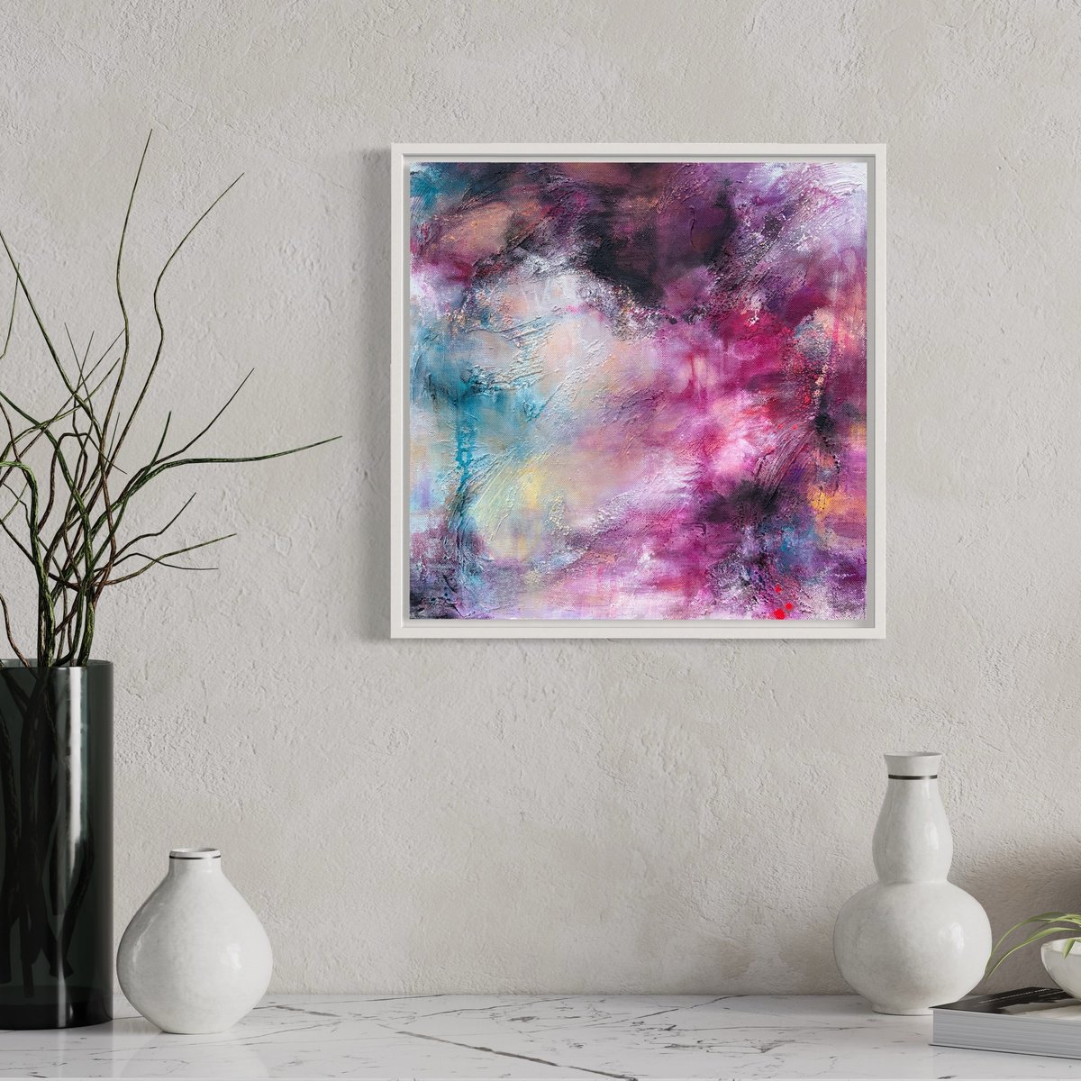 Organic Abstract Painting By Katja Wittmer, 16 X 16", Camouflaged, Original Artwork