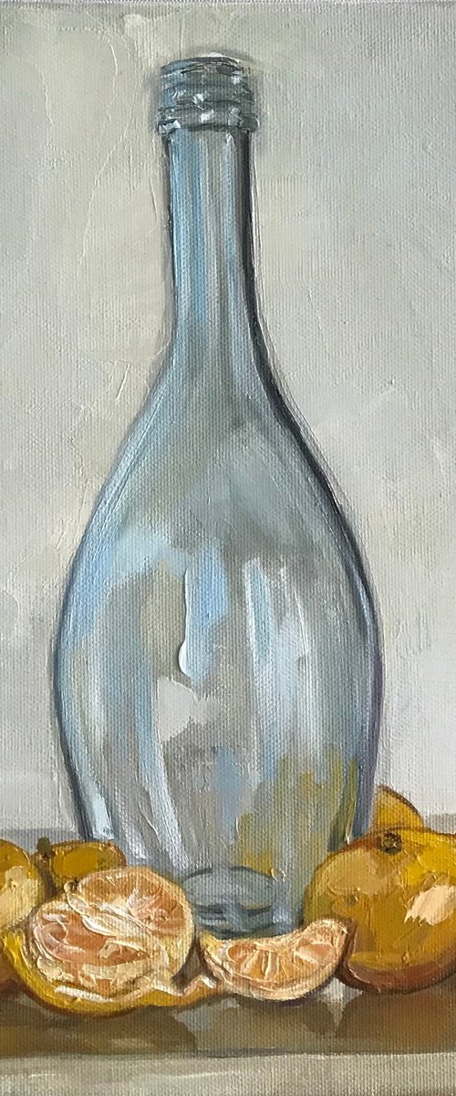 Tangerines oil painting 30x30cm by Leysan Khasanova