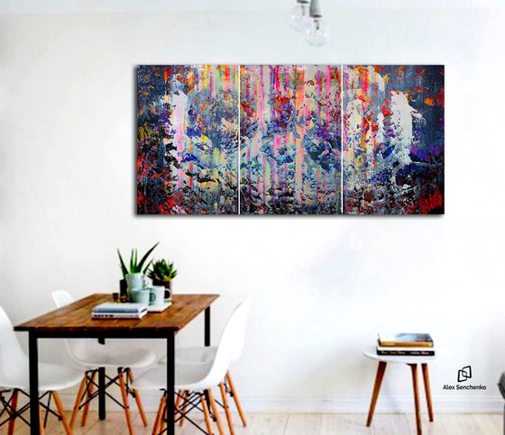 180x90cm. / Abstract triptych / Abstract 124