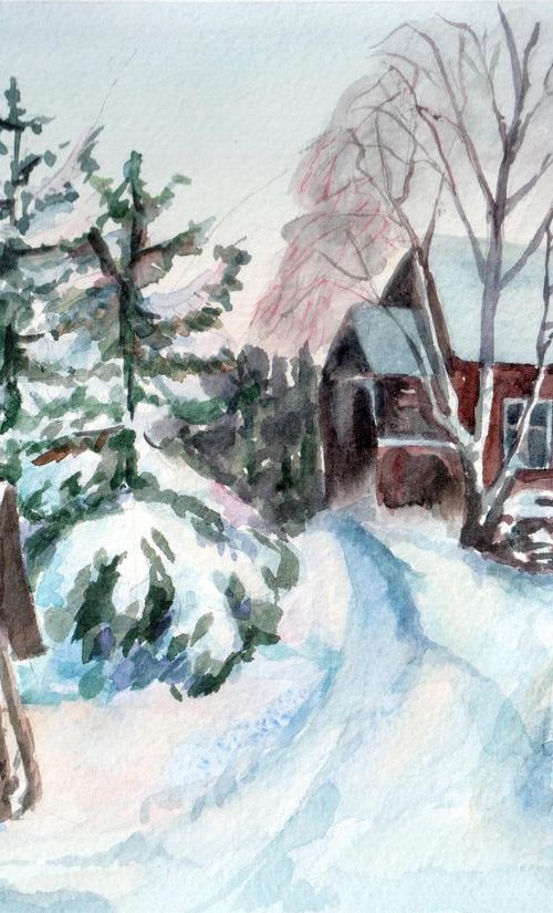 Winter snow cottage by Ann Krasikova