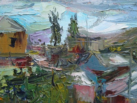 Landscape(oil painting, 30x50sm, impressionistic work)