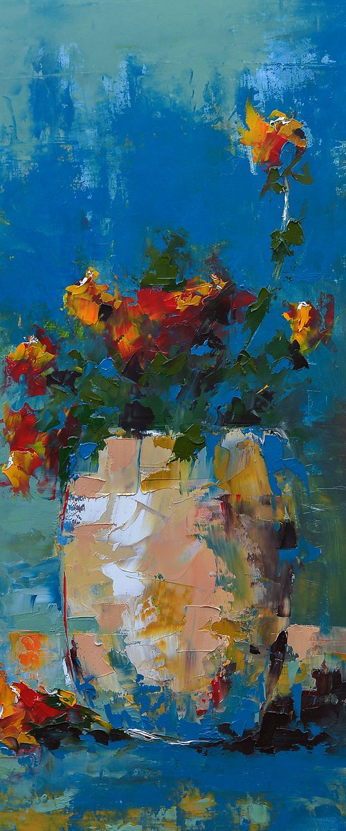 Modern still life painting. Flowers in vase. Flowers painting for gift by Marinko Šaric
