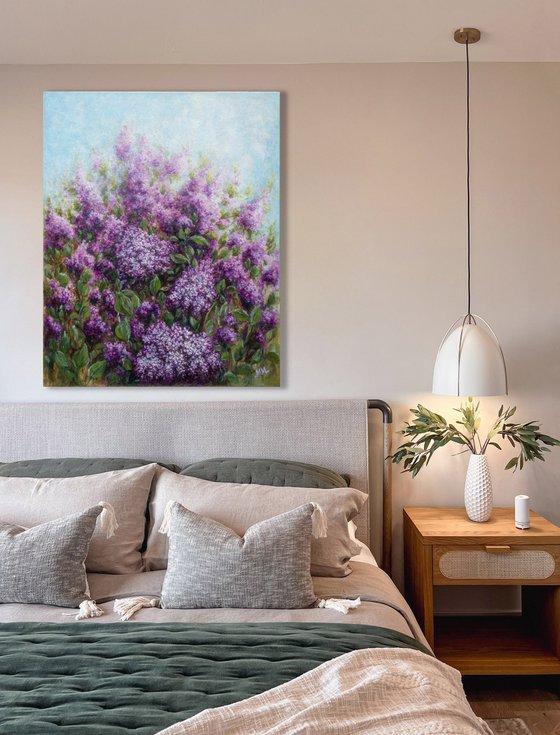 Big size Impressionist oil painting THE SCENT OF LILAC