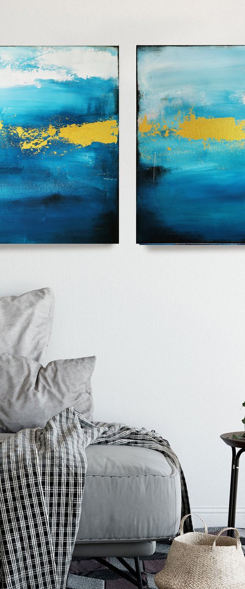 PIECE OF DEEP SEA #2 | ABSTRACT DIPTICHON by Stefanie Rogge