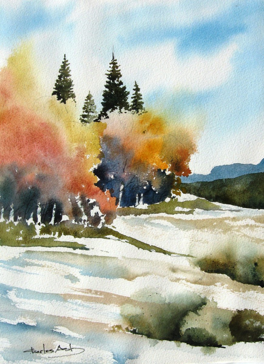 Wilderness Day Hike - Origial Watercolor Painting by CHARLES ASH